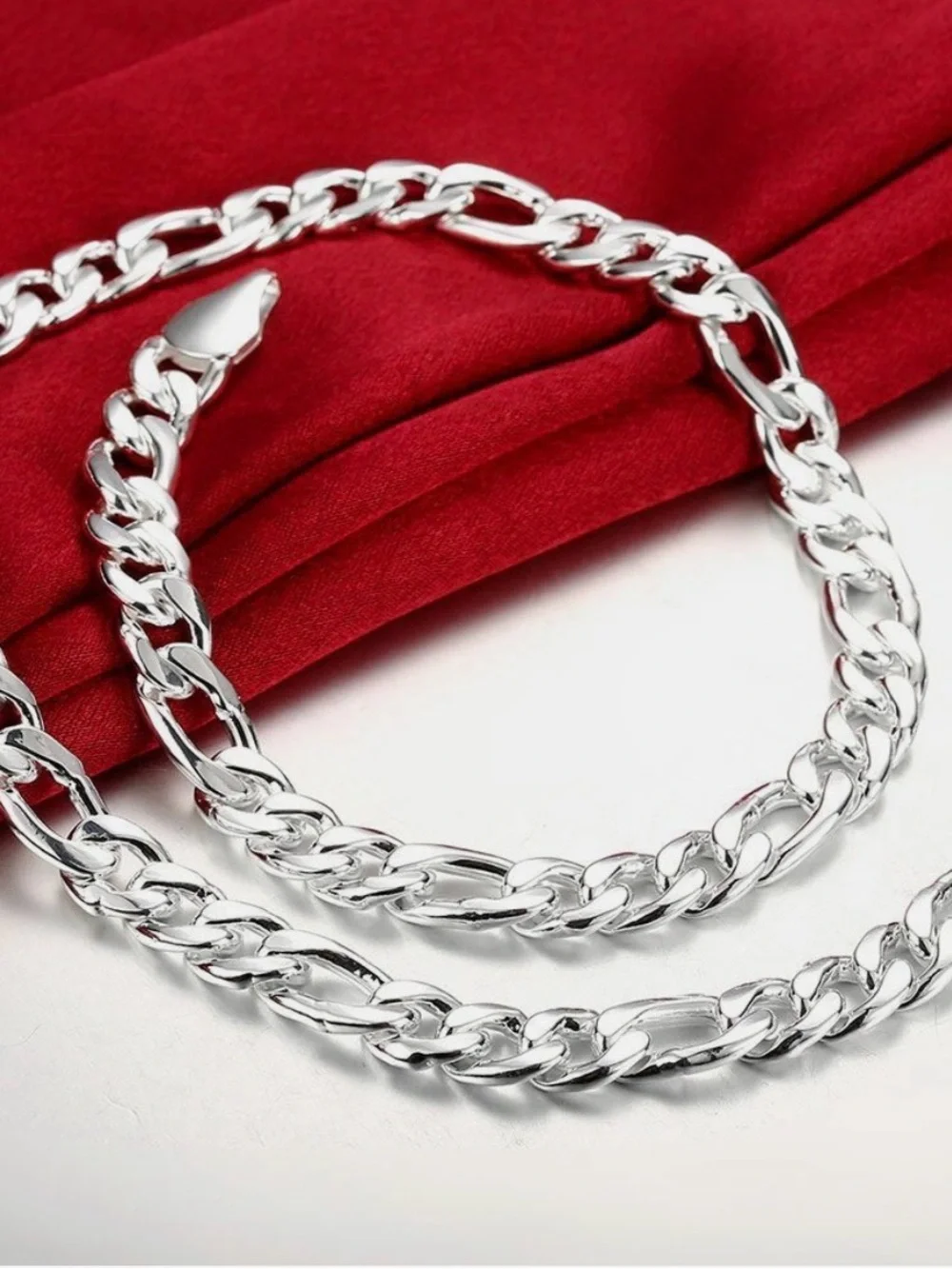 Mens 925 Sterling Silver 12mm Figaro Cuban Link Chain 20